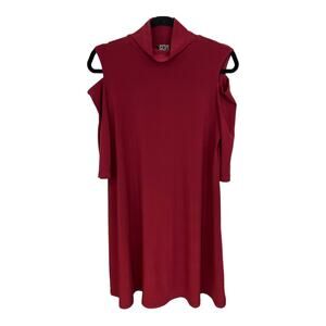Clara SunWoo Mock Neck Cold Shoulder Dress Merlot NWT